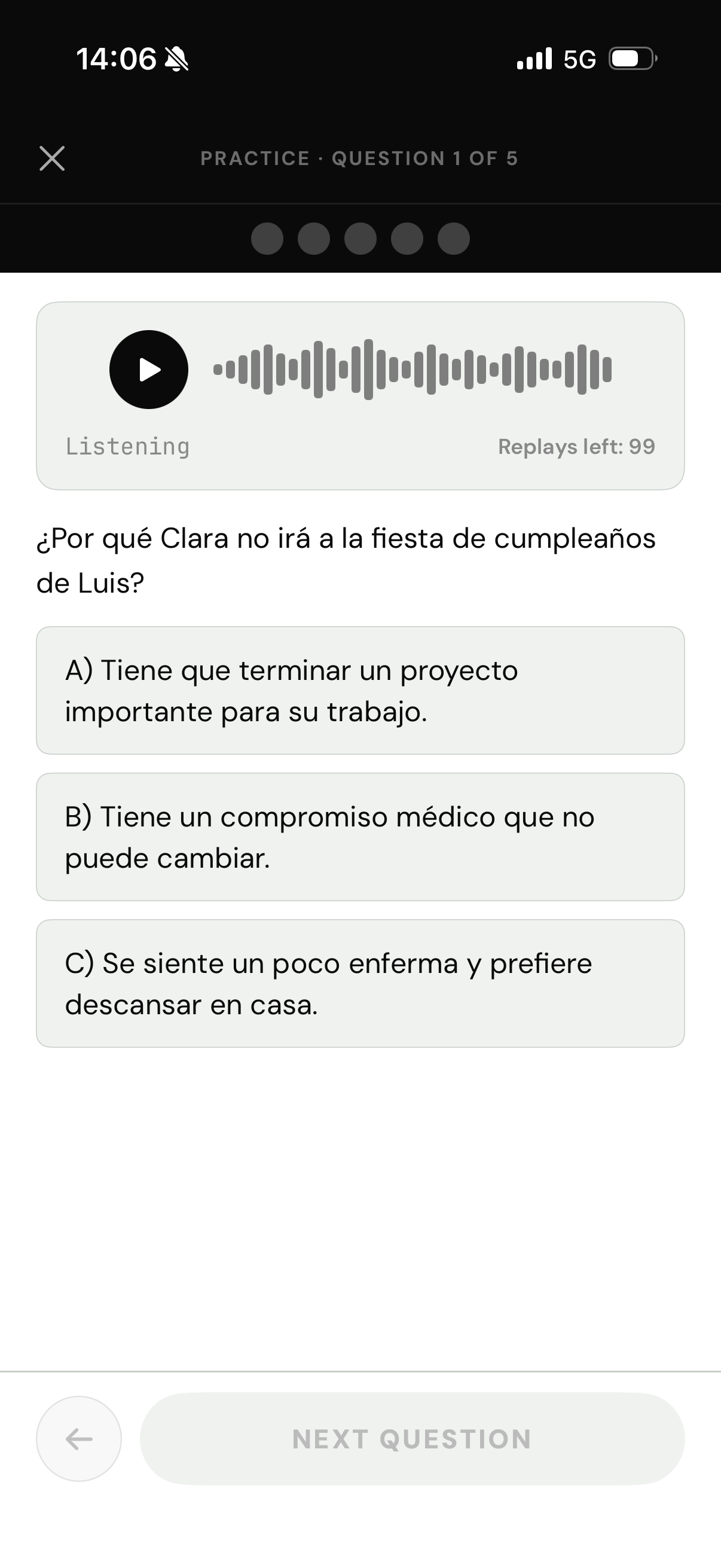 Pregunta de práctica DELE C1